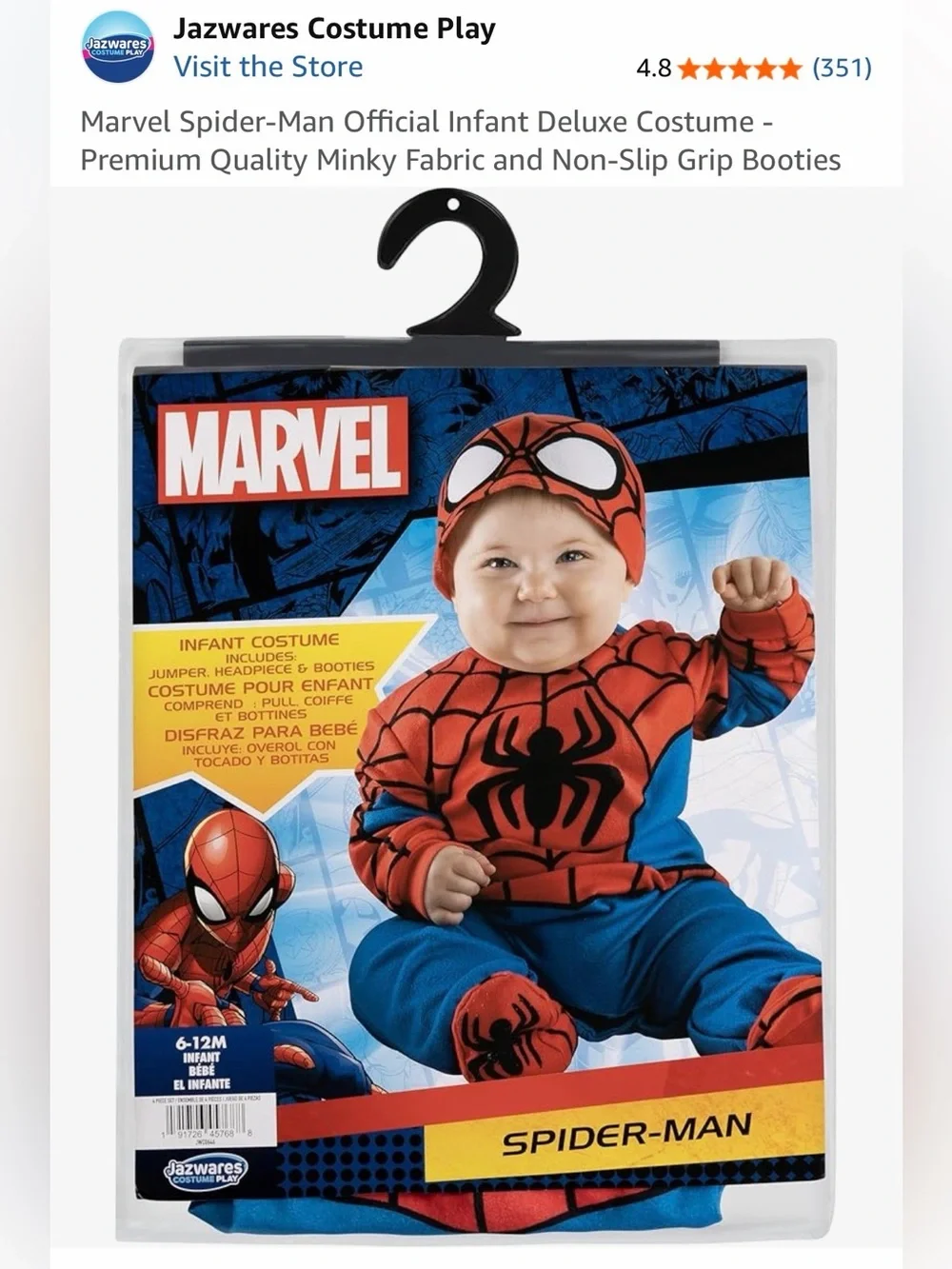 Marvel Spider-Man Infant Onesie Costume (Size 6-12 months)